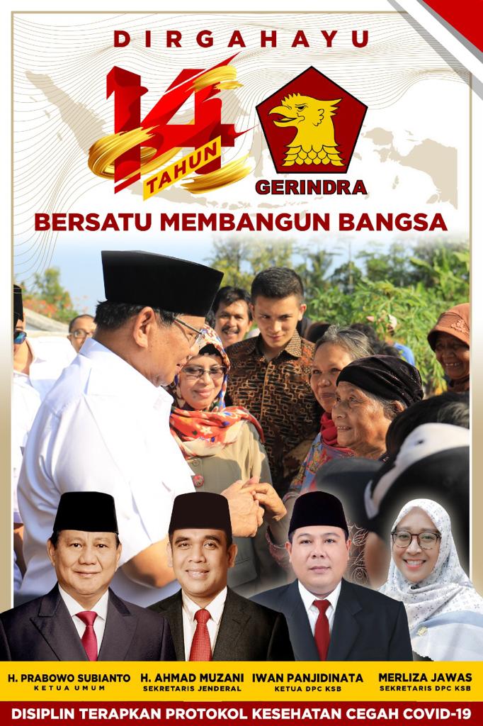 Pengurus dan Kader Gerindra KSB Tegak Lurus Dukung Prabowo Maju Capres 2024