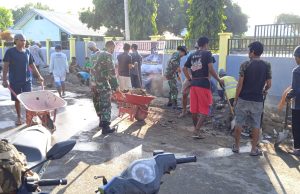 Sambut HUT Ke 77 TNI Koramil Jajaran Kodim 1628/SB Gelar Karya Bakti Serentak