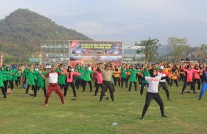 Sambut HUT TNI Ke 77 Kodim 1628/SB Gelar Olahraga Bareng